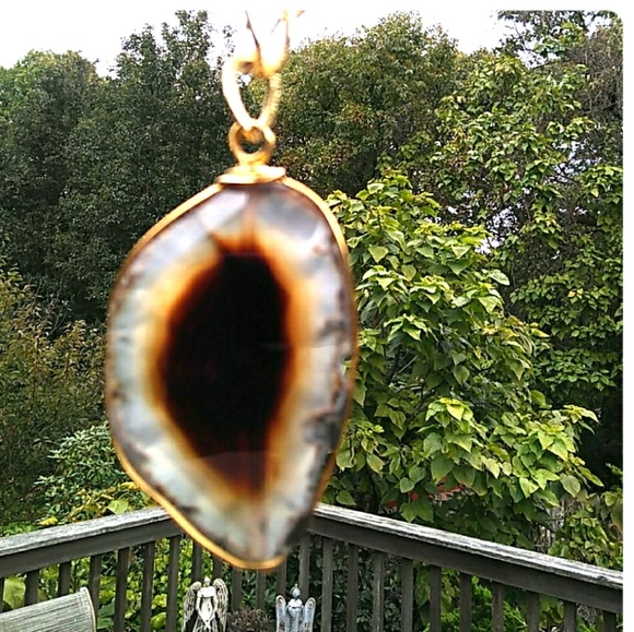 Natural Phantom Quartz Crysta Pendantl Necklace - Picture 2 of 8